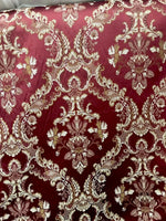 NEW SALE! Prince Lucas Designer Brocade Jacquard Fabric- Burgundy Floral- Upholstery Damask - Fancy Styles Fabric Pierre Frey Lee Jofa Brunschwig & Fils