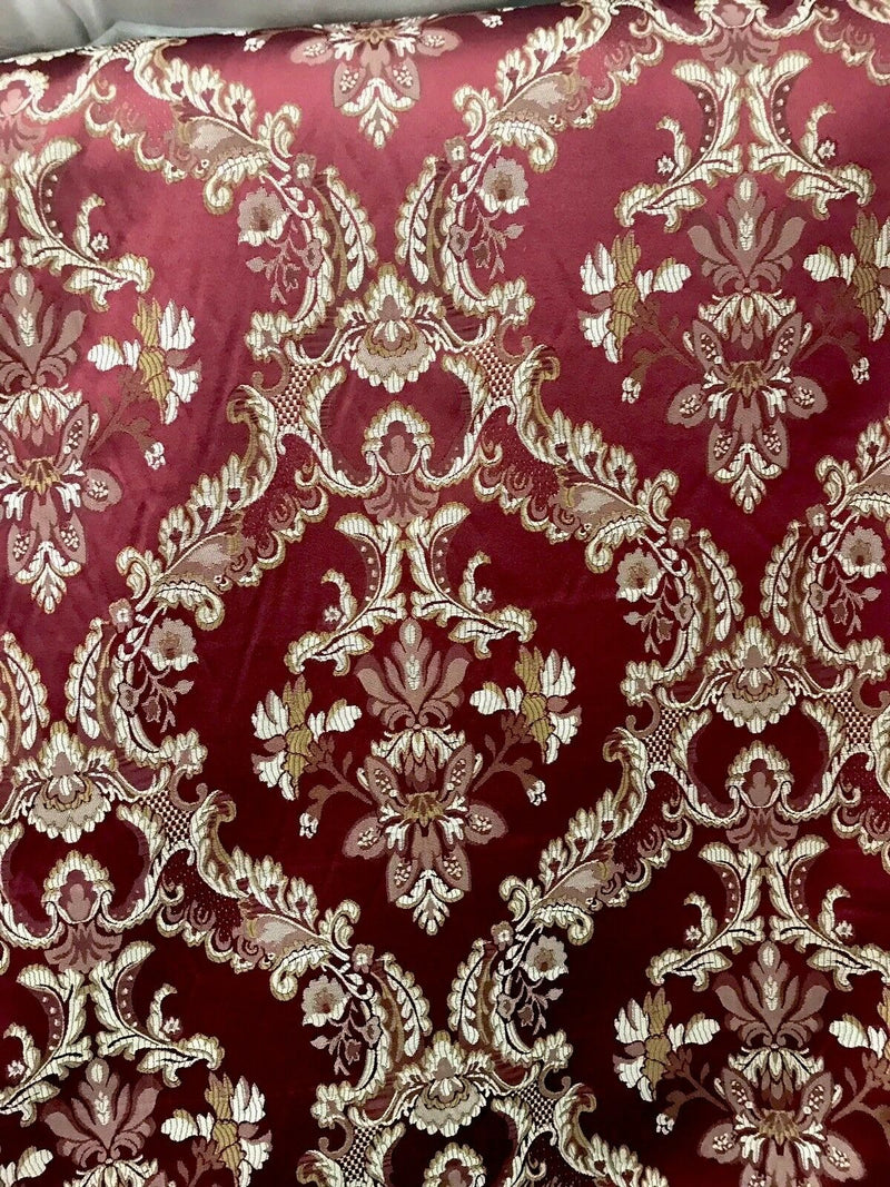 NEW SALE! Prince Lucas Designer Brocade Jacquard Fabric- Burgundy Floral- Upholstery Damask - Fancy Styles Fabric Pierre Frey Lee Jofa Brunschwig & Fils