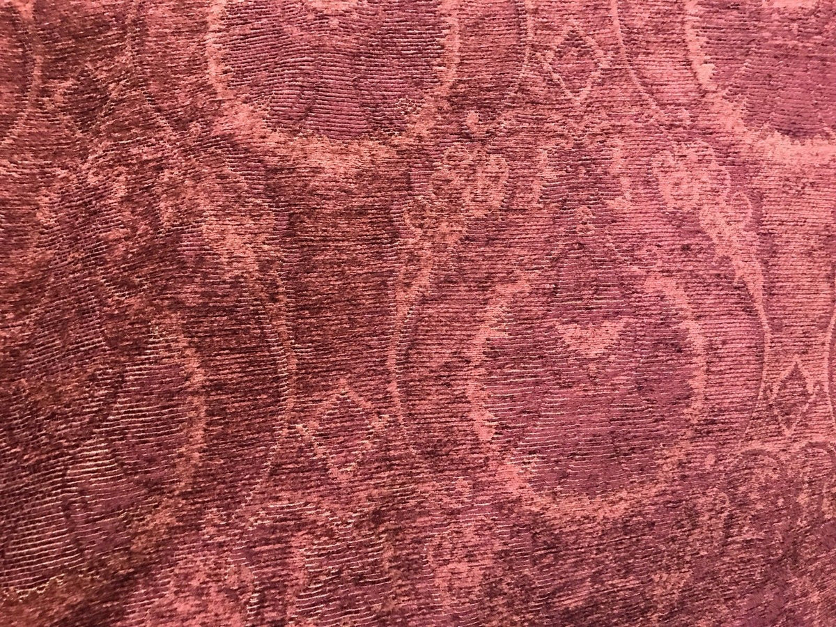 SWATCH- Designer Velvet Chenille Burnout Fabric - Antique Red Floral - Fancy Styles Fabric Pierre Frey Lee Jofa Brunschwig & Fils
