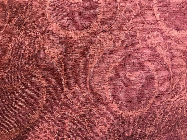SWATCH- Designer Velvet Chenille Burnout Fabric - Antique Red Floral - Fancy Styles Fabric Pierre Frey Lee Jofa Brunschwig & Fils