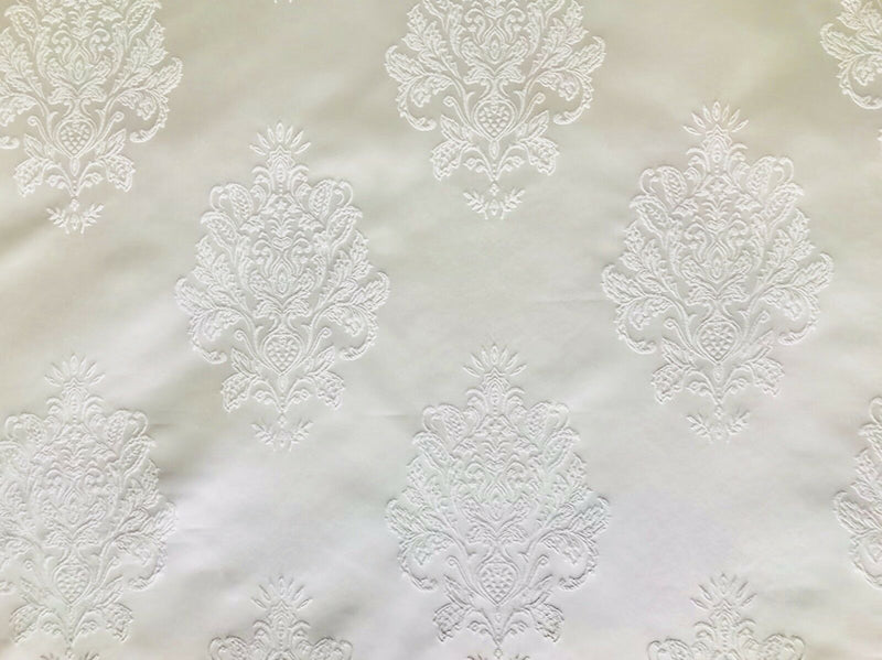 NEW Lady Alison Antique Inspired White Satin Brocade Damask Upholstery Decorating Fabric - Fancy Styles Fabric Pierre Frey Lee Jofa Brunschwig & Fils