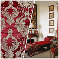 NEW Lord Tustin Designer Damask Satin Drapery Upholstery Fabric - Dark Red - Fancy Styles Fabric Pierre Frey Lee Jofa Brunschwig & Fils