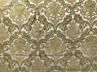NEW Sir Arthur Double Sided Burnout Chenille Velvet Fabric- Mustard Ivory Upholstery Damask - Fancy Styles Fabric Pierre Frey Lee Jofa Brunschwig & Fils