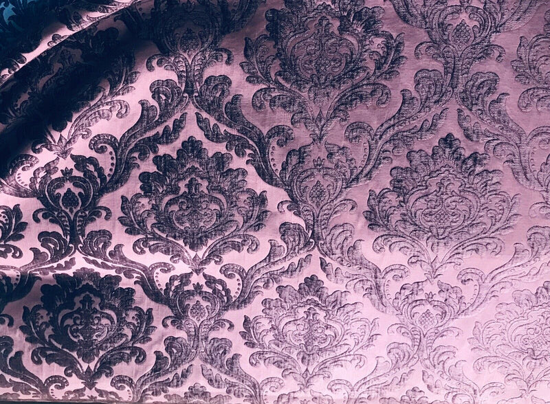 NEW Queen Isabella Designer Velvet Chenille Burnout Damask Upholstery Fabric - Purple - Fancy Styles Fabric Pierre Frey Lee Jofa Brunschwig & Fils