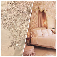 NEW Novelty Pink Embroidered 100% Silk Taffeta Fabric Antique Pink - Fancy Styles Fabric Boutique
