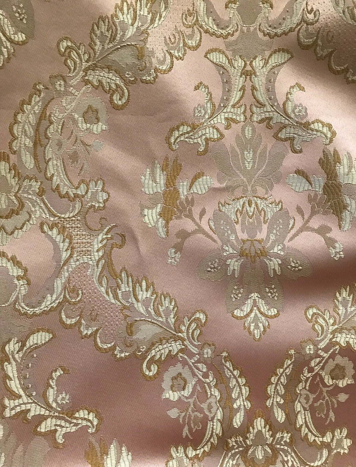110” Wide- SALE! Prince Lucas Designer Brocade Jacquard Fabric- Antique Pink Gold- Damask - Fancy Styles Fabric Pierre Frey Lee Jofa Brunschwig & Fils