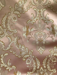 110” Wide- SALE! Prince Lucas Designer Brocade Jacquard Fabric- Antique Pink Gold- Damask - Fancy Styles Fabric Pierre Frey Lee Jofa Brunschwig & Fils