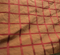NEW! Miss Jaqueline Designer 100% Silk Taffeta Gingham Ribbon Stripes Plaid Fabric -Red Gold - Fancy Styles Fabric Pierre Frey Lee Jofa Brunschwig & Fils