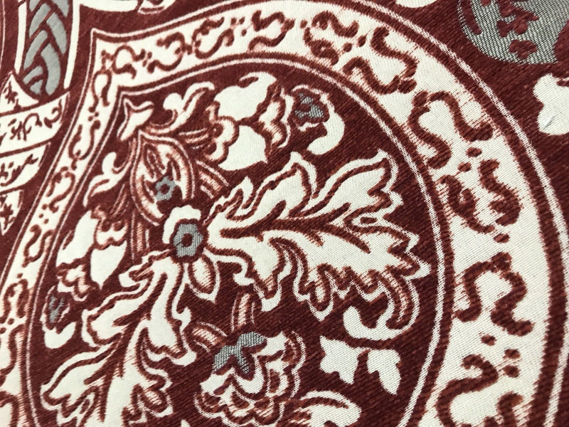 NEW SALE! Double Sided Burnout Chenille Velvet Fabric- Red Upholstery Damask - Fancy Styles Fabric Boutique