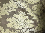 BACK IN STOCK!!! Lady Janet Damask Burnout Chenille Velvet Fabric - Soft Yellow & Taupe - Fancy Styles Fabric Pierre Frey Lee Jofa Brunschwig & Fils