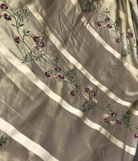 Princess Harriet Designer 100% Silk Taffeta Dupioni Embroidery Floral Fabric -Gold - Fancy Styles Fabric Pierre Frey Lee Jofa Brunschwig & Fils