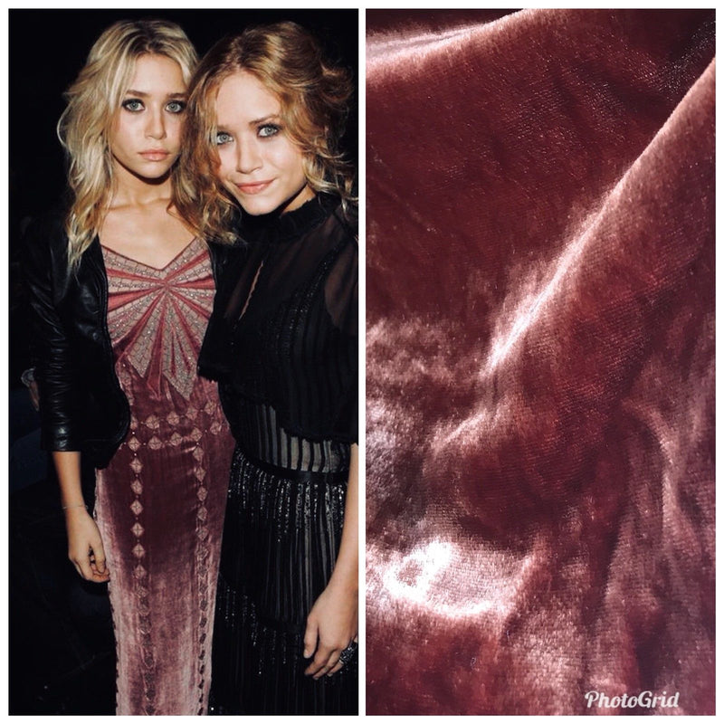Close-Out Designer Runway Silk Rayon Velvet - Antique Rose- By the yard - Fancy Styles Fabric Pierre Frey Lee Jofa