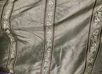 SWATCH Lady Paulette 100% Silk Taffeta Drapery Fabric -Embroidery Khaki Green - Fancy Styles Fabric Pierre Frey Lee Jofa Brunschwig & Fils