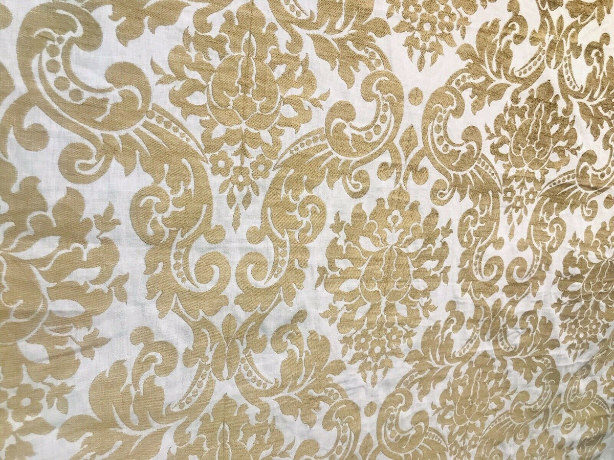 NEW Duchess Dolly Novelty Belgium Designer Imported 100% Linen Damask Fabric Gold - Fancy Styles Fabric Pierre Frey Lee Jofa Brunschwig & Fils