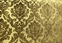 Queen Isabella Designer Satin Burnout Chenille Velvet Fabric- Upholstery Damask - Mustard - Fancy Styles Fabric Pierre Frey Lee Jofa Brunschwig & Fils