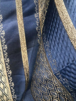 Lady Jennifer Designer Brocade Upholstery & Drapery Satin Striped Fabric Blue Gold LLPBB0004 - Fancy Styles Fabric Pierre Frey Lee Jofa Brunschwig & Fils
