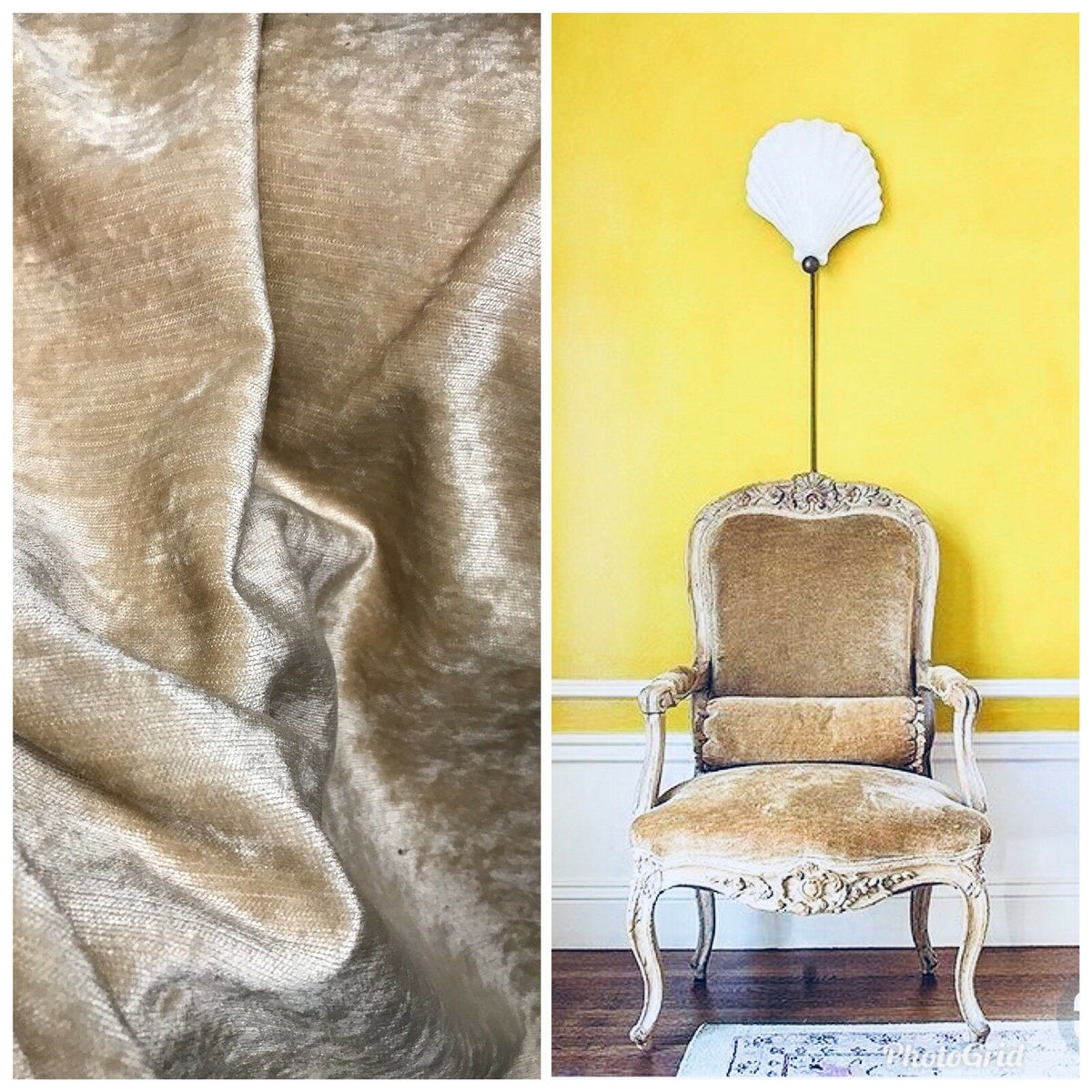 Designer Upholstery Antiqued Velvet Fabric - Antique Beige-  By The Yard - Fancy Styles Fabric Pierre Frey Lee Jofa Brunschwig & Fils