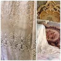 NEW! 112” Wide Designer Sheer Burnout Velvet Lace Drapery Fabric- Shell Pearl - Fancy Styles Fabric Pierre Frey Lee Jofa Brunschwig & Fils
