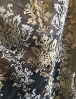 SALE 112” Wide Sheer Voile Drapery Fabric Interior Decorating- Taupe Embroidery - Fancy Styles Fabric Boutique