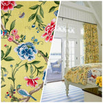 NEW! Miss Jamie Designer Floral & Bird Motif Drapery Upholstery Fabric- French Yellow - Fancy Styles Fabric Pierre Frey Lee Jofa Brunschwig & Fils