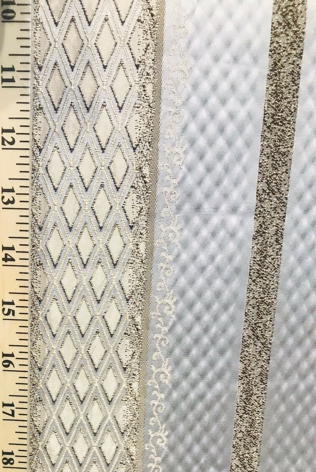 SALE Satin Stripe Mesh Lace Fabric 5926 White, by the yard