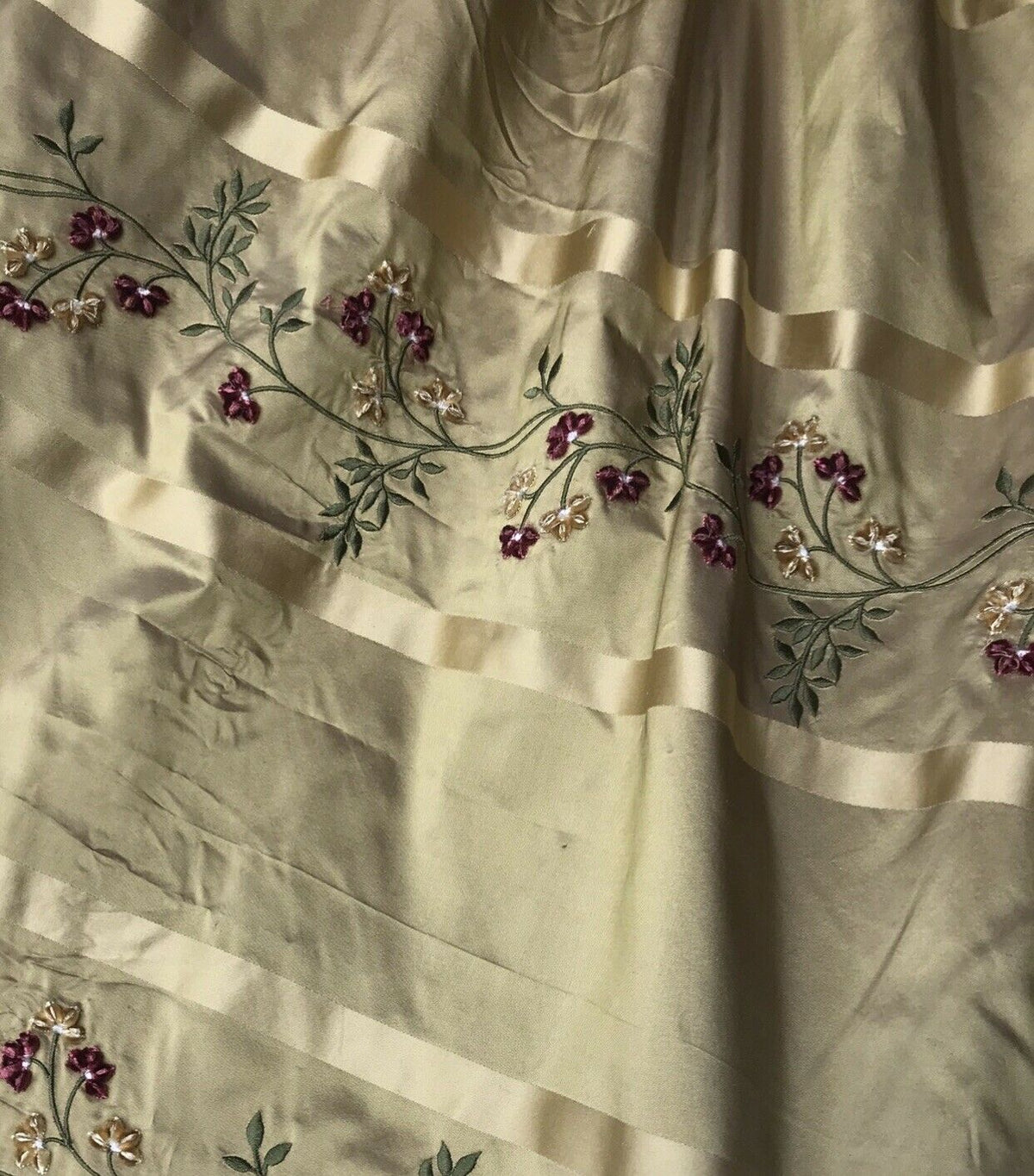 Princess Harriet Designer 100% Silk Taffeta Dupioni Embroidery Floral Fabric -Gold - Fancy Styles Fabric Pierre Frey Lee Jofa Brunschwig & Fils