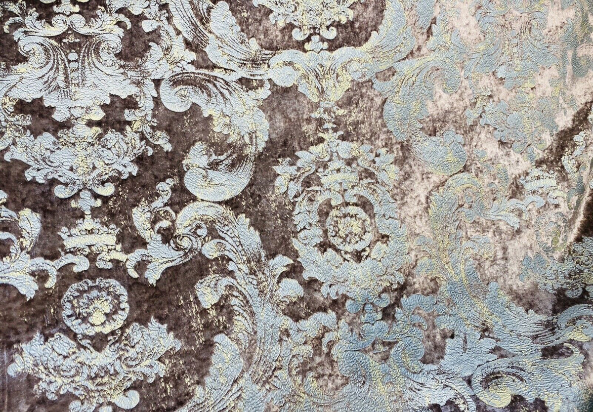 NEW! Queen Renee Antique Inspired Burnout “Furry” Velvet Damask Fabric - Mauve - Fancy Styles Fabric Pierre Frey Lee Jofa Brunschwig & Fils