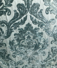 Queen Isabella Designer Damask Burnout Chenille Velvet Fabric - Turquoise Green - Fancy Styles Fabric Pierre Frey Lee Jofa Brunschwig & Fils