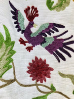 Novelty Crewel Birds Floral Embroidery Linen Inspired Fabric Upholstery Costume Drapery - Fancy Styles Fabric Pierre Frey Lee Jofa Brunschwig & Fils