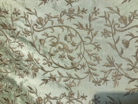 SALE! Designer 100% Silk Taffeta Dupioni Embroidery Floral Fabric - Mint Green - Fancy Styles Fabric Boutique