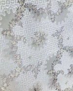 SWATCH 4” x 7” - Brocade Jacquard Fabric- White,Ivory, Grey Floral- Upholstery - Fancy Styles Fabric Pierre Frey Lee Jofa Brunschwig & Fils