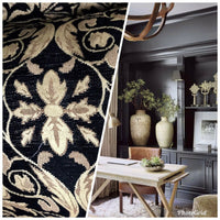 NEW SALE! Velvet Chenille Burnout Upholstery Drapery Fabric -Black & Gold Floral - Fancy Styles Fabric Pierre Frey Lee Jofa Brunschwig & Fils