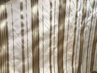 NEW! Lady Grace 100% Silk Taffeta Dupioni Ivory Cream Fabric Bronze & Gold Stripes - Fancy Styles Fabric Pierre Frey Lee Jofa Brunschwig & Fils