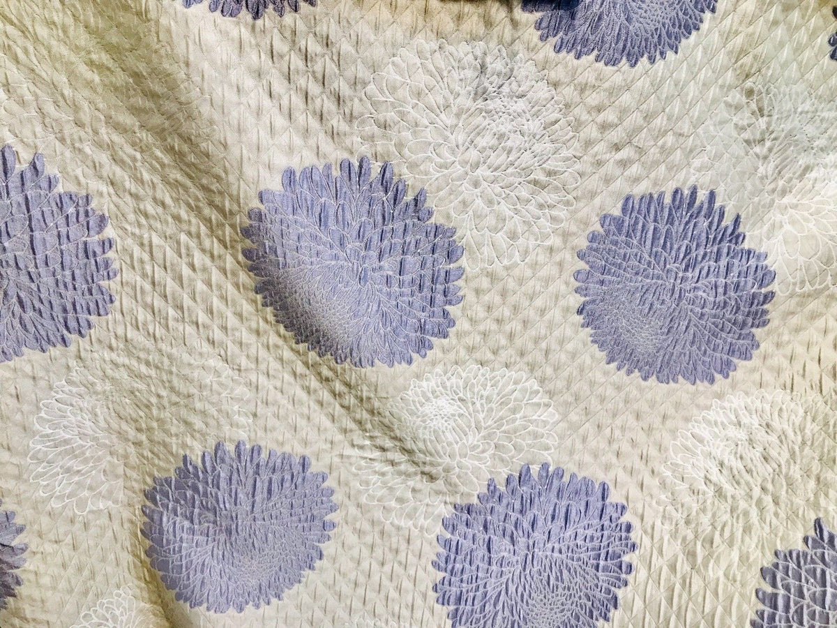 NEW Designer Quilted Satin Brocade Fabric - Floral- Lavender & Ivory - Fancy Styles Fabric Boutique