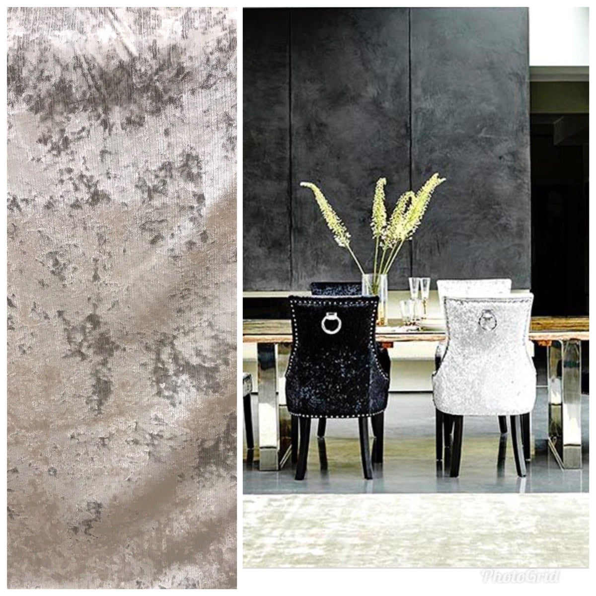 Designer Italian Crushed Velvet Chenille Upholstery Fabric - Silver Gray - Fancy Styles Fabric Pierre Frey Lee Jofa Brunschwig & Fils
