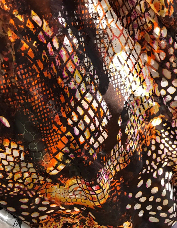 Designer Burnout 100% Silk Charmeuse- Animal And Leopard Motif- By the yard - Fancy Styles Fabric Pierre Frey Lee Jofa
