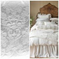 SWATCH Brocade Satin Fabric- Bleached White- Drapery Upholstery Damask - Fancy Styles Fabric Pierre Frey Lee Jofa Brunschwig & Fils
