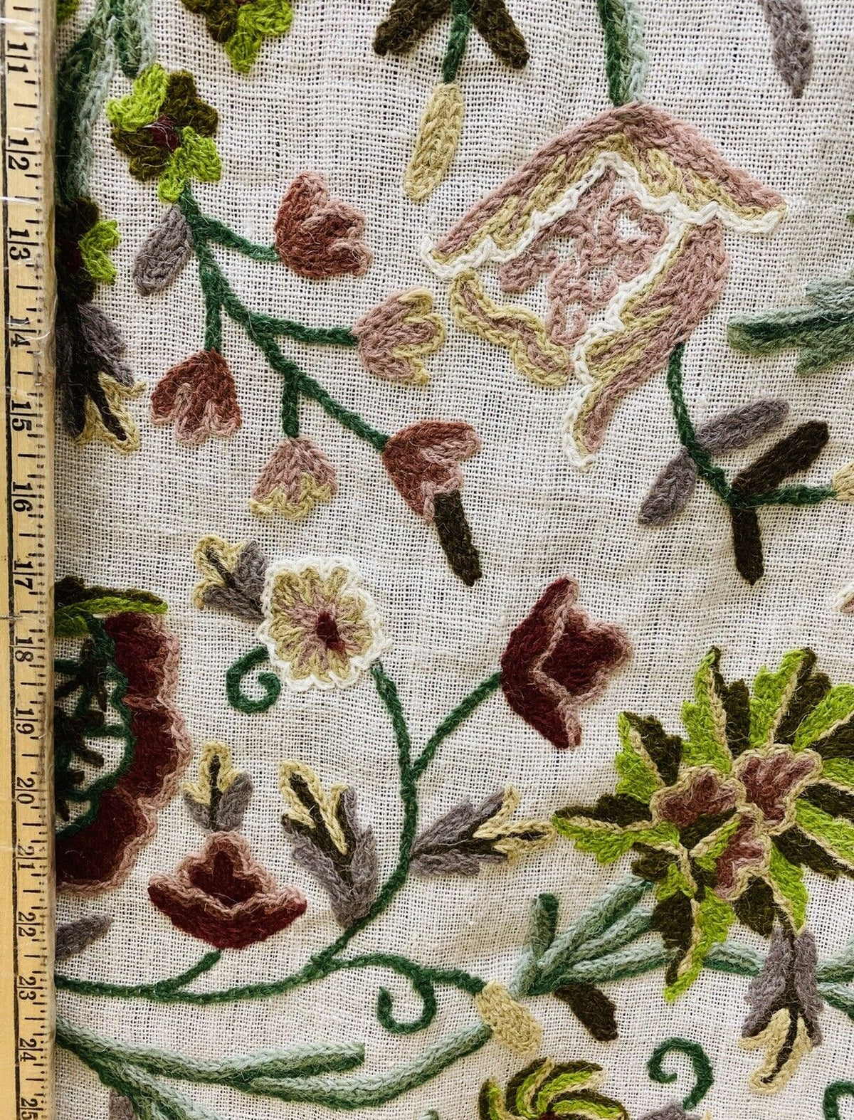 NEW Novelty Decorating Drapery Fabric- Crewel Floral Embroidery - Fancy Styles Fabric Pierre Frey Lee Jofa Brunschwig & Fils