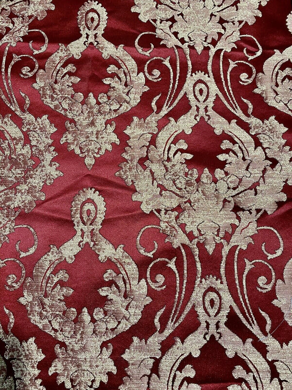 NEW Lord Tustin Designer Damask Satin Drapery Upholstery Fabric - Dark Red - Fancy Styles Fabric Pierre Frey Lee Jofa Brunschwig & Fils