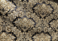 SWATCH 5” x 8” - Prince Liam Brocade Satin Jacquard Fabric- Black Gold- Upholstery Damask LLPBK0003 - Fancy Styles Fabric Pierre Frey Lee Jofa Brunschwig & Fils