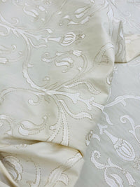 NEW! Princess Eleanor Novelty 100% Cotton Fabric Floral Damask Embroidery- White On White - Fancy Styles Fabric Pierre Frey Lee Jofa Brunschwig & Fils