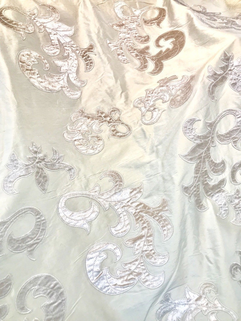 Novelty Made In Belgium Cut Out Velvet On 100% Silk Taffeta Fabric- Pink - Fancy Styles Fabric Pierre Frey Lee Jofa Brunschwig & Fils