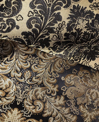 SWATCH 5” x 8” - Prince Liam Brocade Satin Jacquard Fabric- Black Gold- Upholstery Damask LLPBK0003 - Fancy Styles Fabric Pierre Frey Lee Jofa Brunschwig & Fils