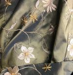 SWATCH 100% Silk Taffeta Embroidered Floral Fabric - 4” X 7” Sample - Fancy Styles Fabric Pierre Frey Lee Jofa Brunschwig & Fils