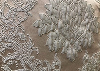 NEW! Designer Brocade Satin Fabric- Gray On Gray- Upholstery Damask - Fancy Styles Fabric Boutique