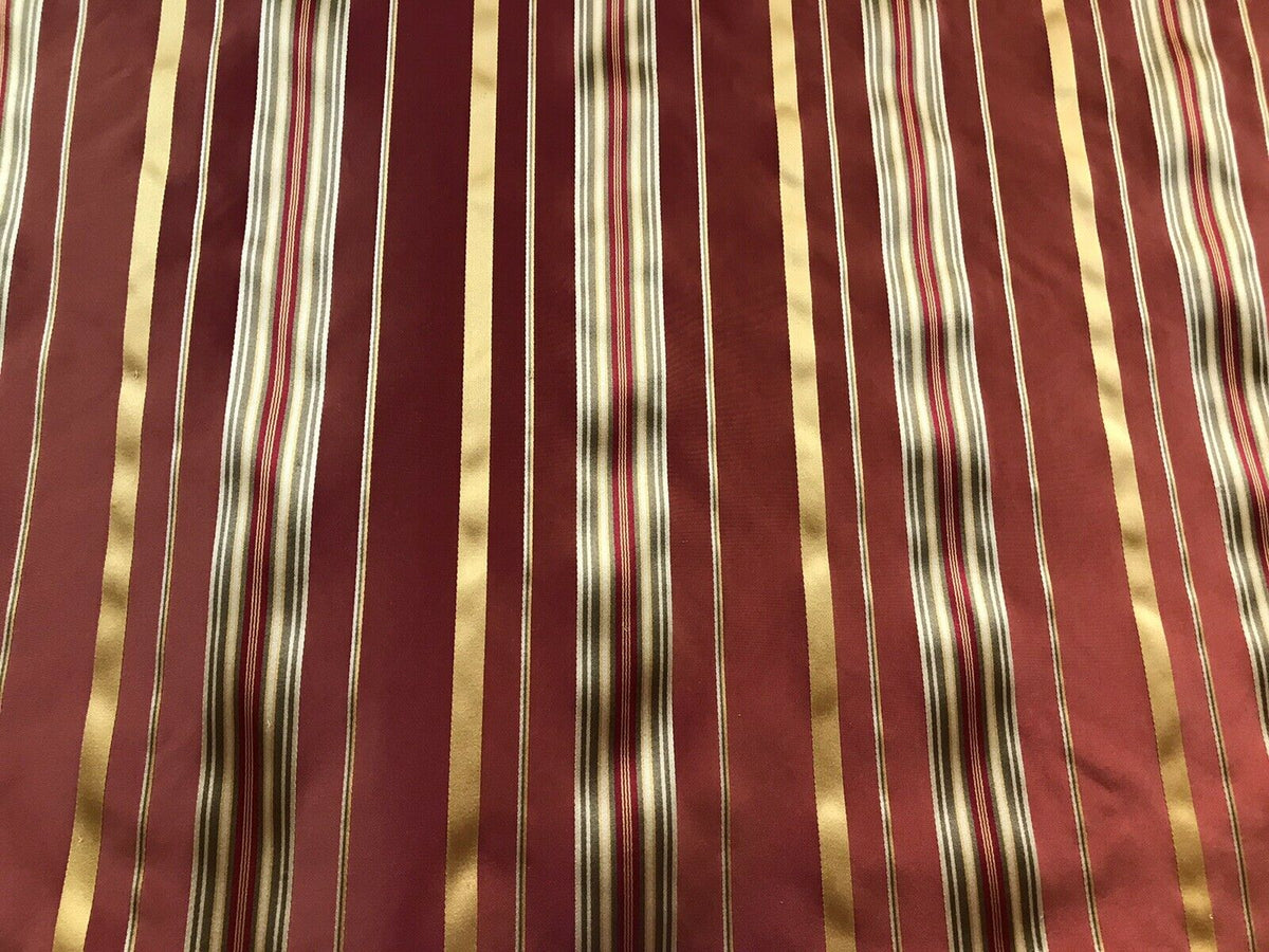 NEW! Lady Grace 100% Silk Taffeta Dupioni Fabric -Red & Gold Stripes - Fancy Styles Fabric Pierre Frey Lee Jofa Brunschwig & Fils