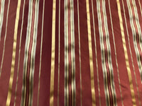 NEW! Lady Grace 100% Silk Taffeta Dupioni Fabric -Red & Gold Stripes - Fancy Styles Fabric Pierre Frey Lee Jofa Brunschwig & Fils