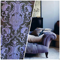 NEW Lady Emile Designer Damask Burnout Chenille Velvet Fabric - Purple & Dark Gray BTY - Fancy Styles Fabric Pierre Frey Lee Jofa Brunschwig & Fils