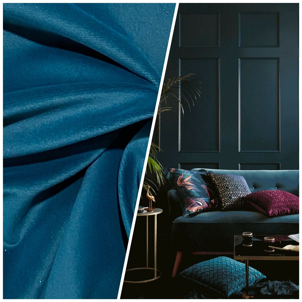 NEW Count Theodore Designer Drapery & Upholstery Velvet Fabric - Dark Teal Blue- Peacock - Fancy Styles Fabric Pierre Frey Lee Jofa Brunschwig & Fils