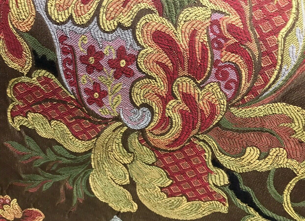 NEW Designer Floral Brocade Damask Upholstery Fabric- Made In Belgium- Brown - Fancy Styles Fabric Pierre Frey Lee Jofa Brunschwig & Fils